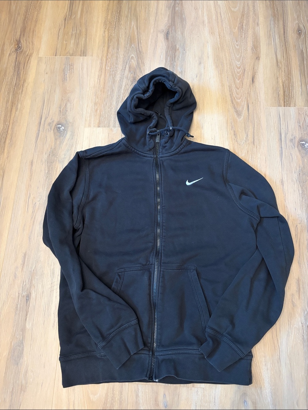Nike Black Full‑Zip Hoodie with White Swoosh